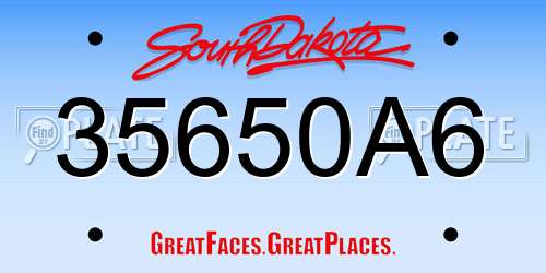 35650A6 South Dakota License Plate