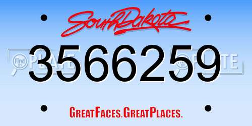 3566259 South Dakota License Plate