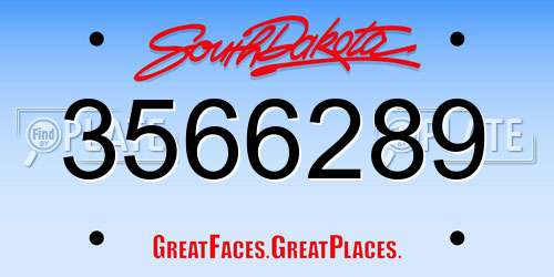 3566289 South Dakota License Plate