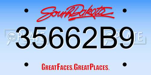 35662B9 South Dakota License Plate