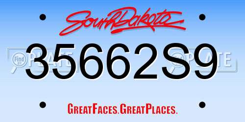 35662S9 South Dakota License Plate