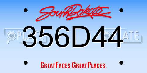 356D44 South Dakota License Plate