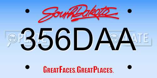 356DAA South Dakota License Plate