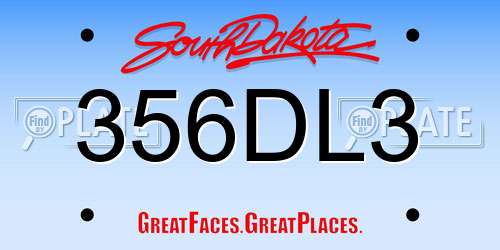 356DL3 South Dakota License Plate