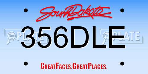 356DLE South Dakota License Plate