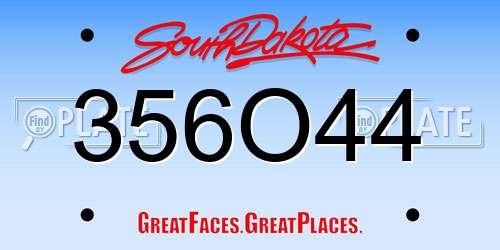 356O44 South Dakota License Plate