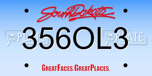 356OL3 South Dakota License Plate