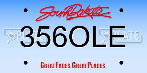 356OLE South Dakota License Plate