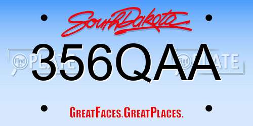 356QAA South Dakota License Plate