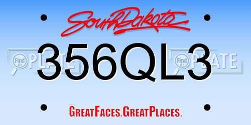 356QL3 South Dakota License Plate