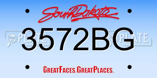 3572BG South Dakota License Plate