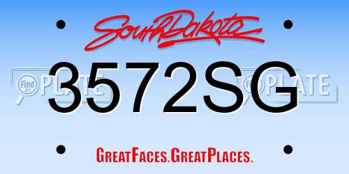 3572SG South Dakota License Plate