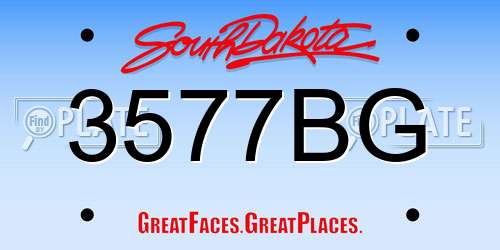 3577BG South Dakota License Plate