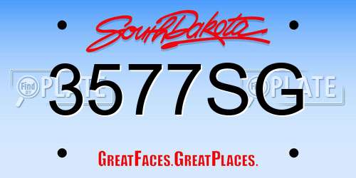 3577SG South Dakota License Plate