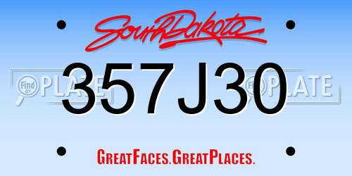 357J30 South Dakota License Plate