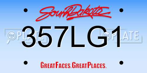 357LG1 South Dakota License Plate