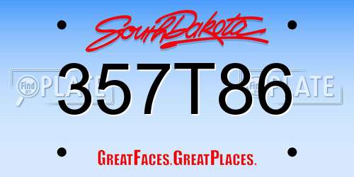 357T86 South Dakota License Plate