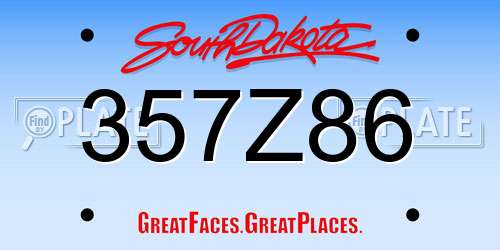 357Z86 South Dakota License Plate