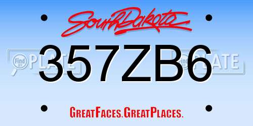 357ZB6 South Dakota License Plate