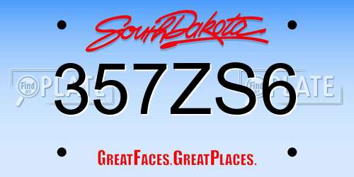 357ZS6 South Dakota License Plate