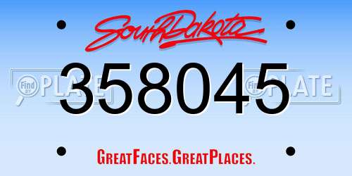 358045 South Dakota License Plate