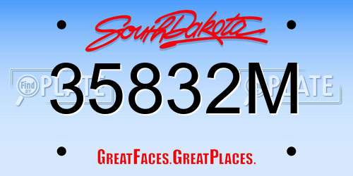 35832M South Dakota License Plate