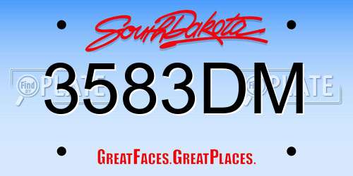 3583DM South Dakota License Plate