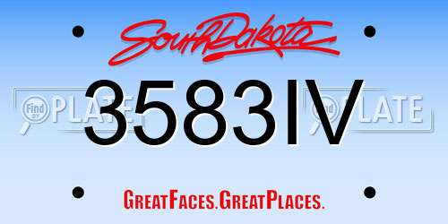 3583IV South Dakota License Plate