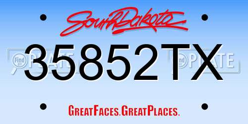 35852TX South Dakota License Plate