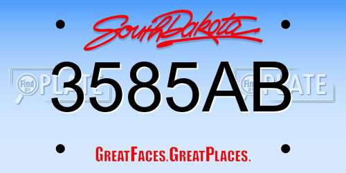 3585AB South Dakota License Plate