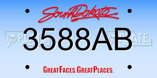 3588AB South Dakota License Plate