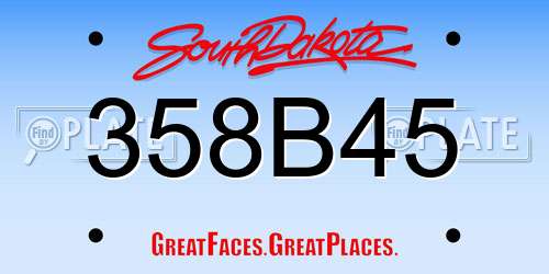 358B45 South Dakota License Plate