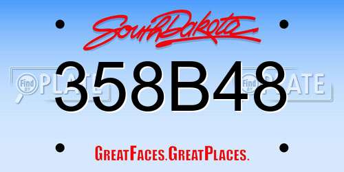 358B48 South Dakota License Plate