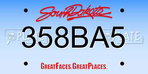 358BA5 South Dakota License Plate
