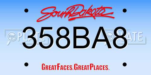 358BA8 South Dakota License Plate