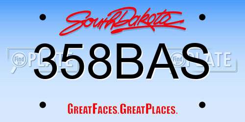 358BAS South Dakota License Plate