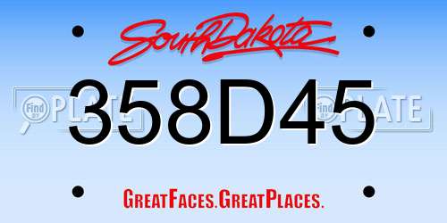 358D45 South Dakota License Plate