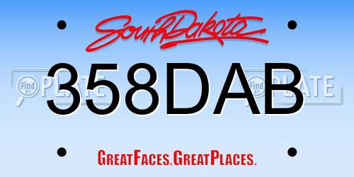 358DAB South Dakota License Plate
