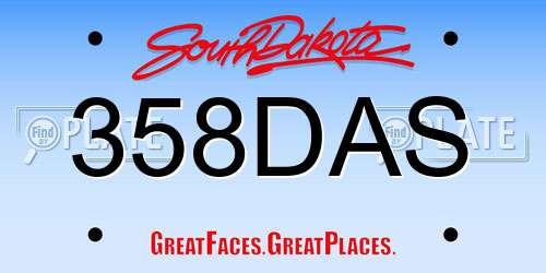 358DAS South Dakota License Plate