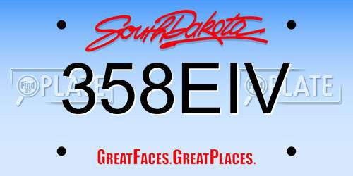 358EIV South Dakota License Plate