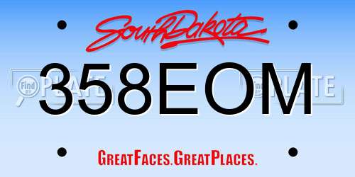 358EOM South Dakota License Plate