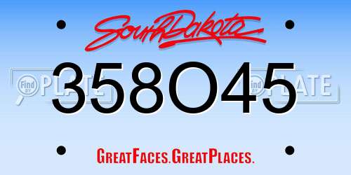 358O45 South Dakota License Plate