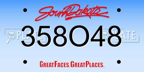 358O48 South Dakota License Plate