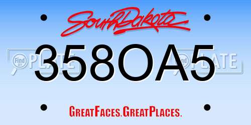 358OA5 South Dakota License Plate