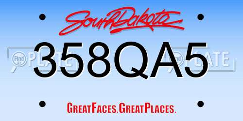 358QA5 South Dakota License Plate