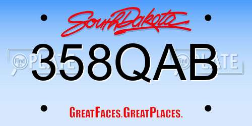 358QAB South Dakota License Plate