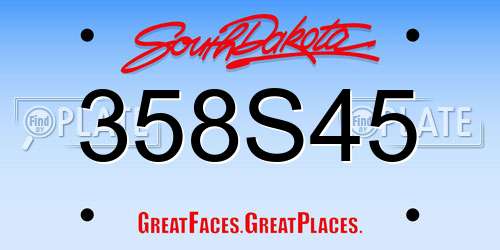 358S45 South Dakota License Plate