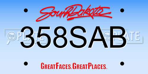 358SAB South Dakota License Plate