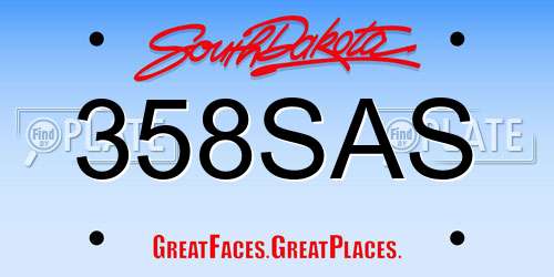 358SAS South Dakota License Plate