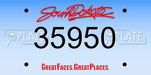 35950 South Dakota License Plate